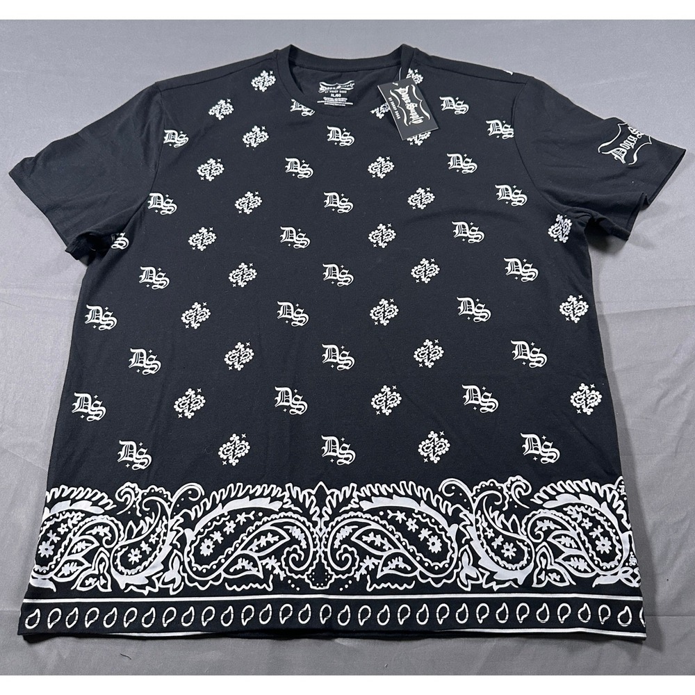 Dogg Supply Snoop Dogg Mens XL Black Bandana Paisley Monogram T-Shirt New